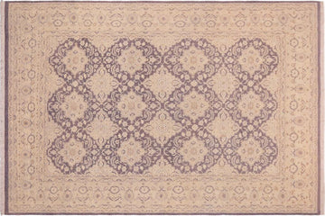 handmade Transitional Kafkaz Chobi Ziegler Purple Gray Hand Knotted RECTANGLE WOOL&SILK area rug 10 x 14